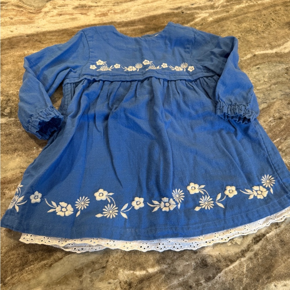 Blue Floral Embroidered Dress